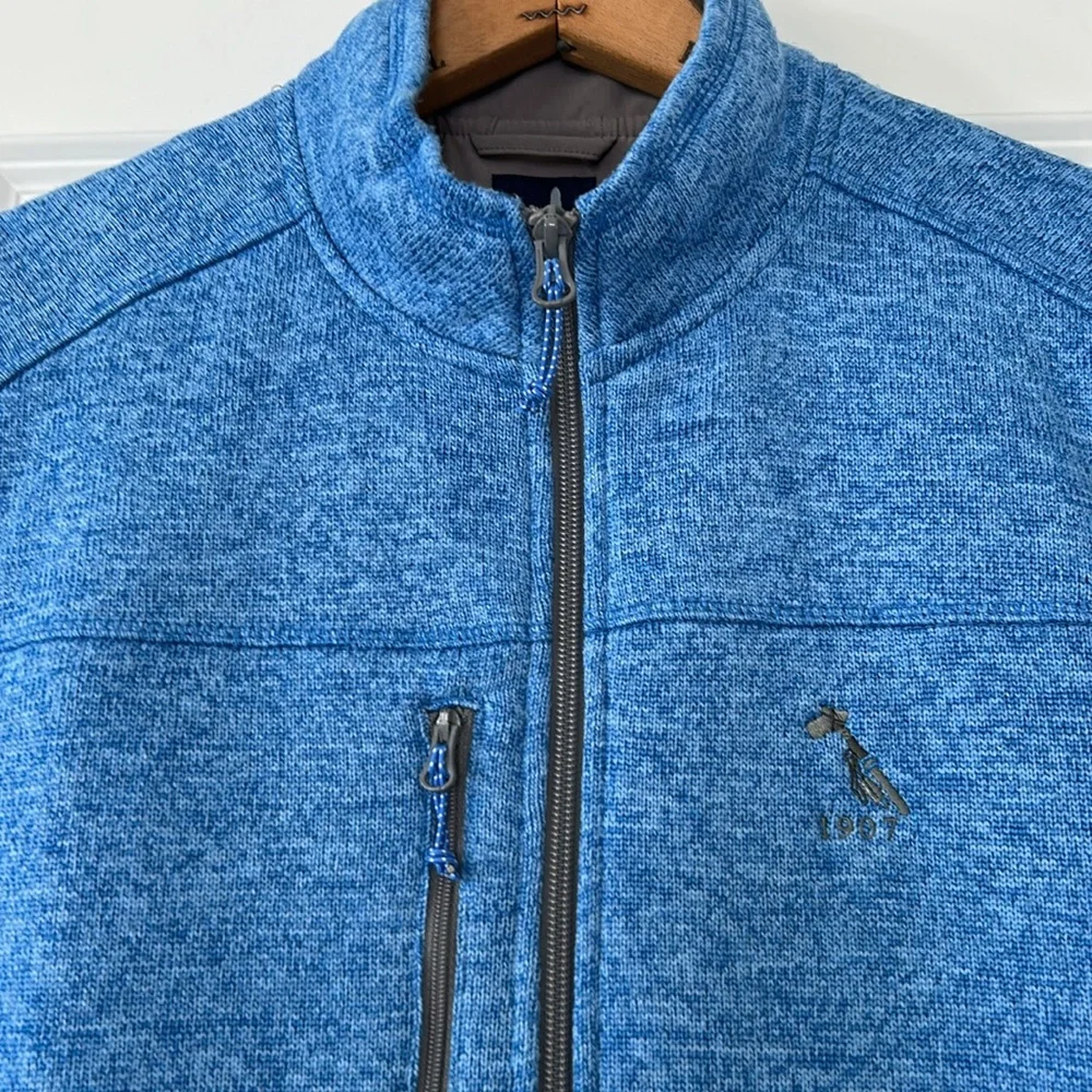 Johnnie-O Denalis Double-Zip Fleece Vest in Tide Blue w 3 Pockets Sz Medium